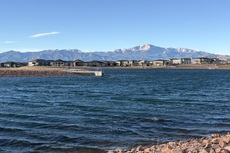 Pikes Peak from Wolf Lake, Colorado Springs, Colorado. December, 2025.